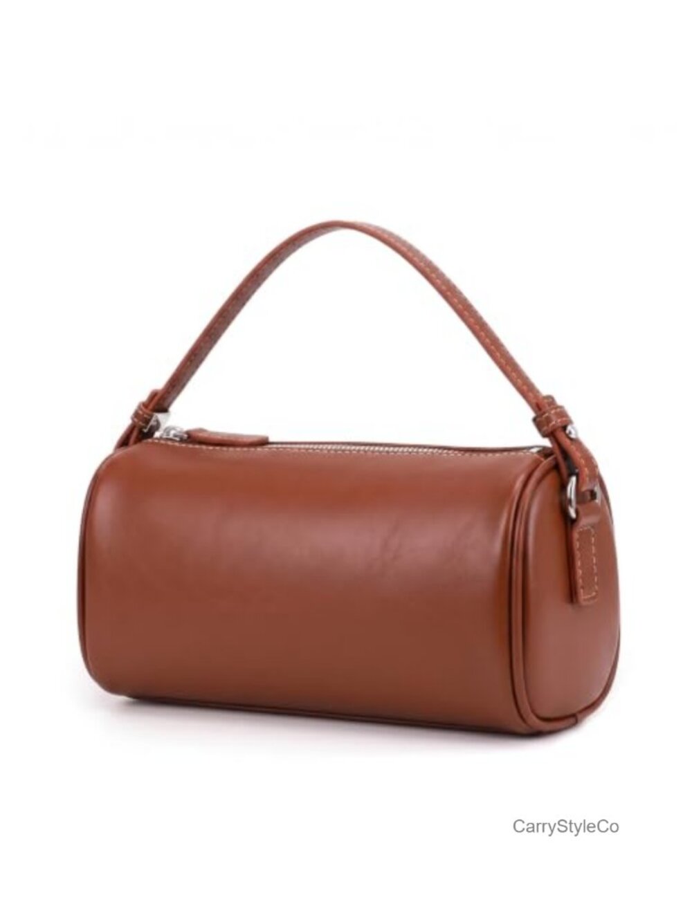 Genuine Leather Top Handle Barrel Purse Small Hobo Crossbody Bag